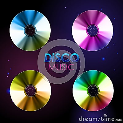 Disco background. Set of records Vector Illustration