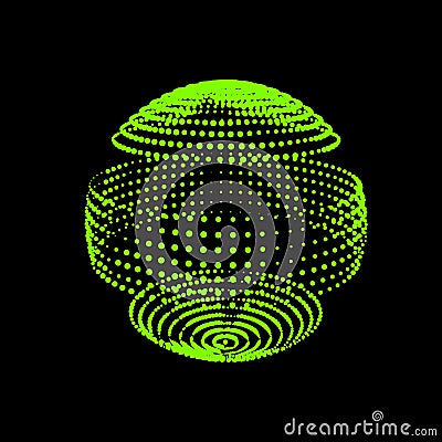 Disco ball from dots light diodes. Abstract sphere logo icon. Vector image for celebrating card design Stock Photo
