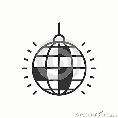 Disco ball icon. Disco, dance, nightlife club. Party celebration birthday holidays event carnival festive. Thin line Vector Illustration