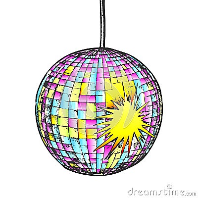 Disco Ball Night Club Equipment Color Vector Vector Illustration