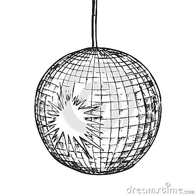 Disco Ball Night Club Equipment Monochrome Vector Vector Illustration