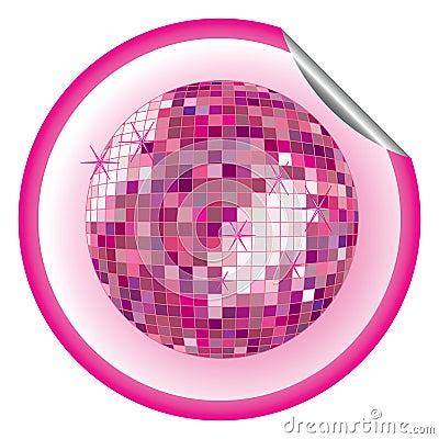 Disco ball purple sticker Vector Illustration