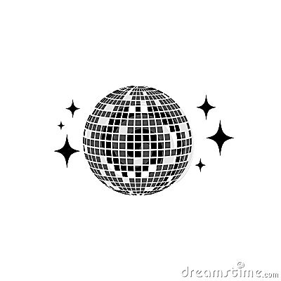 Disco ball Vector icon. Isolated club ball for party. Disco decoration element Vector Illustration