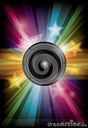 Disco club flyer with black speaker Stock Photo