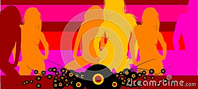 Disco Club Girls Vector Background Vector Illustration
