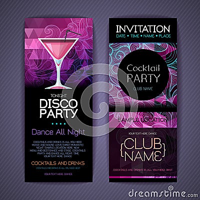 Disco cocktail identity templates. Vector Illustration