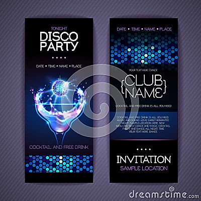 Disco Corporate identity templates. Cocktail Vector Illustration