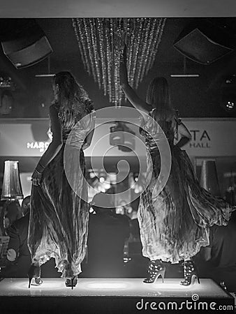 Disco dancers in black and white Editorial Stock Photo