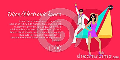 Disco and Electronic Dance Web Banner. Vector Vector Illustration