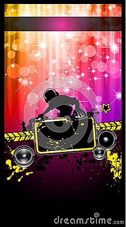 Disco Event Poster with a Disk Jockey Vector Illustration