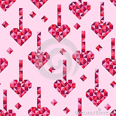 Pink disco patterned hearts medallions for Valentine`s pattern Vector Illustration