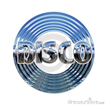 disco lettering in chrome on disc background isolated Stock Photo