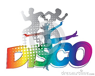 Disco party dancers silhouettes. Vector Illustration