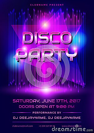 Disco party invitation. Vector Illustration