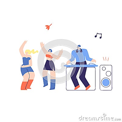 Disco People DJ Fest Flat Vector Illustration Vector Illustration