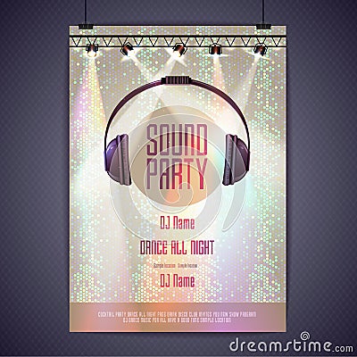 Disco poster sound party Vector Illustration
