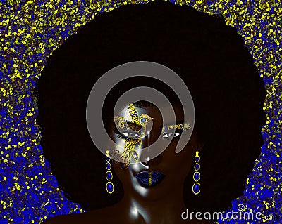 Disco Queen, with fabulous retro Afro hairstyle Stock Photo