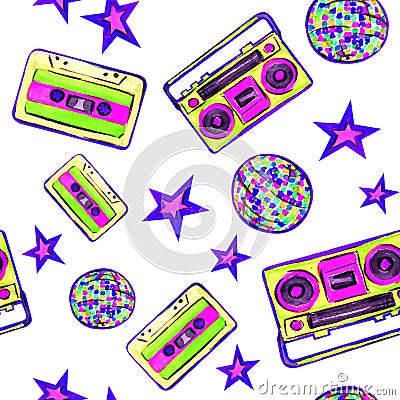 Disco 80s on a white background Stock Photo