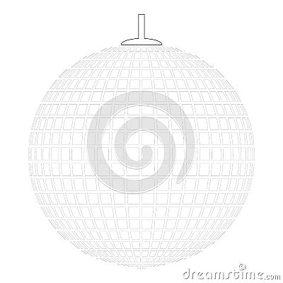 Disco sphere suspended on line rope Discotheque ball Retro night clubs symbol Concept nostalgic party icon outline black color Vector Illustration