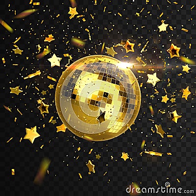 Discoball isolated on black transparent background. Vector Illustration