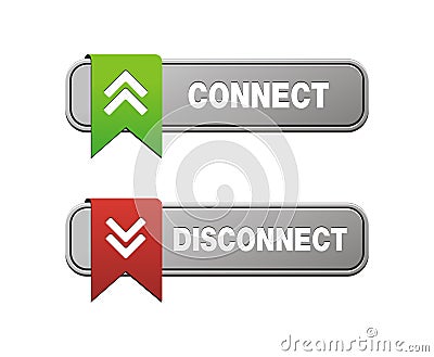 Disconnect connect buttons Stock Photo