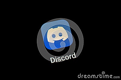 Discord messaging app application software logo icon on a smartphone tablet mobile phone device display screen macro, extreme Editorial Stock Photo