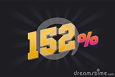 152% discount banner with dark background and yellow text. 152 percent sales promotional design Vector Illustration