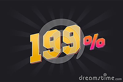 199% discount banner with dark background and yellow text. 199 percent sales promotional design Stock Photo