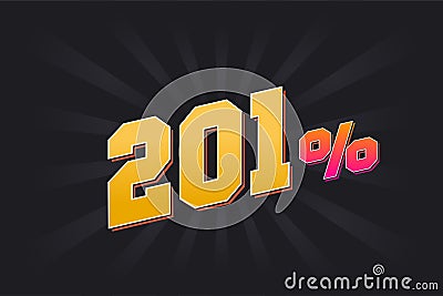 201% discount banner with dark background and yellow text. 201 percent sales promotional design Stock Photo