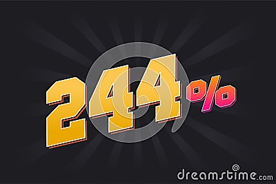 244% discount banner with dark background and yellow text. 244 percent sales promotional design Stock Photo