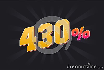 430% discount banner with dark background and yellow text. 430 percent sales promotional design Vector Illustration