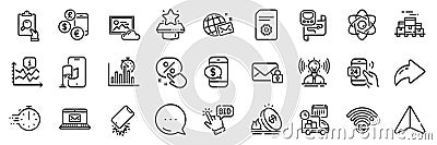 Discount button, Phone payment and Photo cloud line icons pack. For web app. App line icons. Vector Stock Photo