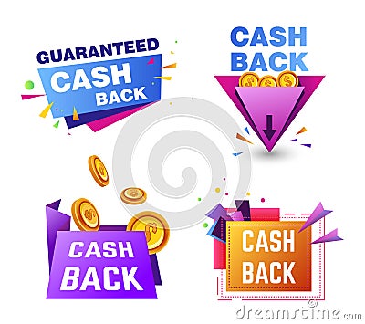 Discount cash back service shopping and finance isolated icons vector Vector Illustration