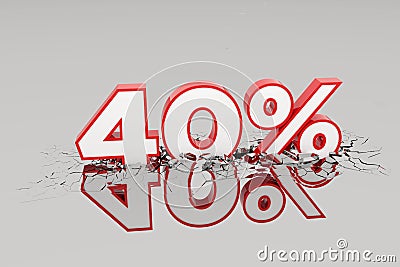 40% Discount 3d Sign breÐ°king wall. Cartoon Illustration