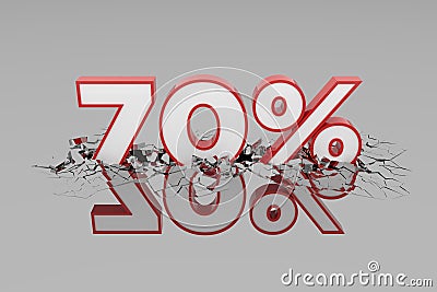 70% Discount 3d Sign breÐ°king wall. Cartoon Illustration