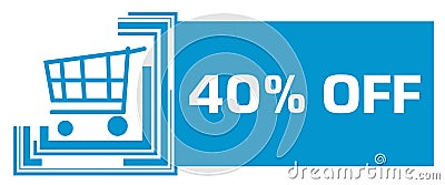 Discount Forty Percent Off Blue Squares Borders Left Shopping Cart Text Stock Photo