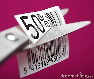 Discount of half price Stock Photo