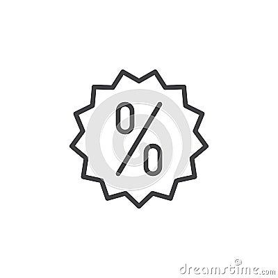 Discount label line icon, outline vector sign Vector Illustration