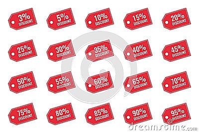 Discount labels set, sale tag, offer price Vector Illustration