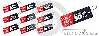 Discount offer sale banners. Best deal price stickers. Flash sale special offer tags. Vector Illustration