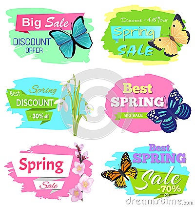 Discount Offer Super Choice Big Spring Sale Prices Vector Illustration
