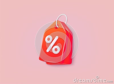 Discount offer tag icon. Online shopping tag price. Sale label tag with percentage sign. Special offer promotion. 3D Web Vector Vector Illustration