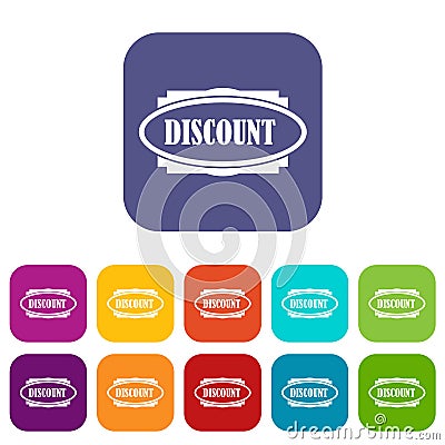 Discount oval label icons set Vector Illustration