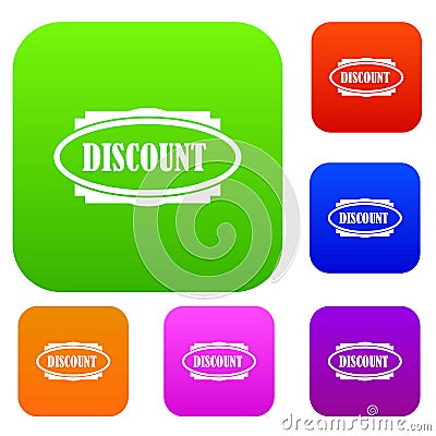 Discount oval label set collection Vector Illustration