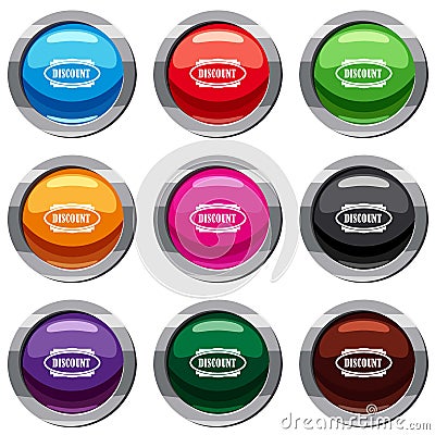 Discount oval label set 9 collection Vector Illustration