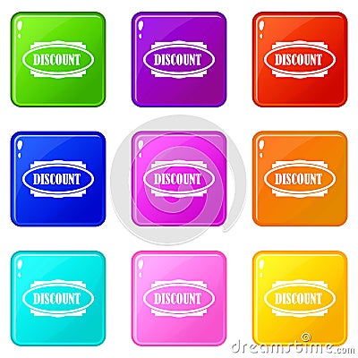 Discount oval label set 9 Vector Illustration