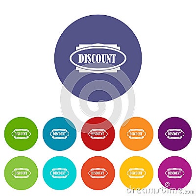 Discount oval label set icons Vector Illustration