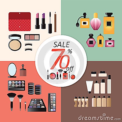 Discount sale Makeup design concept set. Vector Illustration