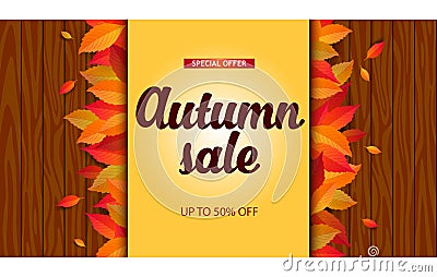 Discount sale print banners for markets of autumn season. Stock Photo