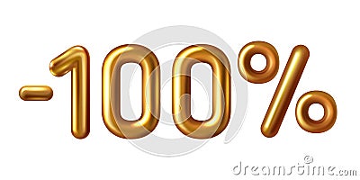 Discount shopping realistic golden balloon minus hundred Vector Illustration